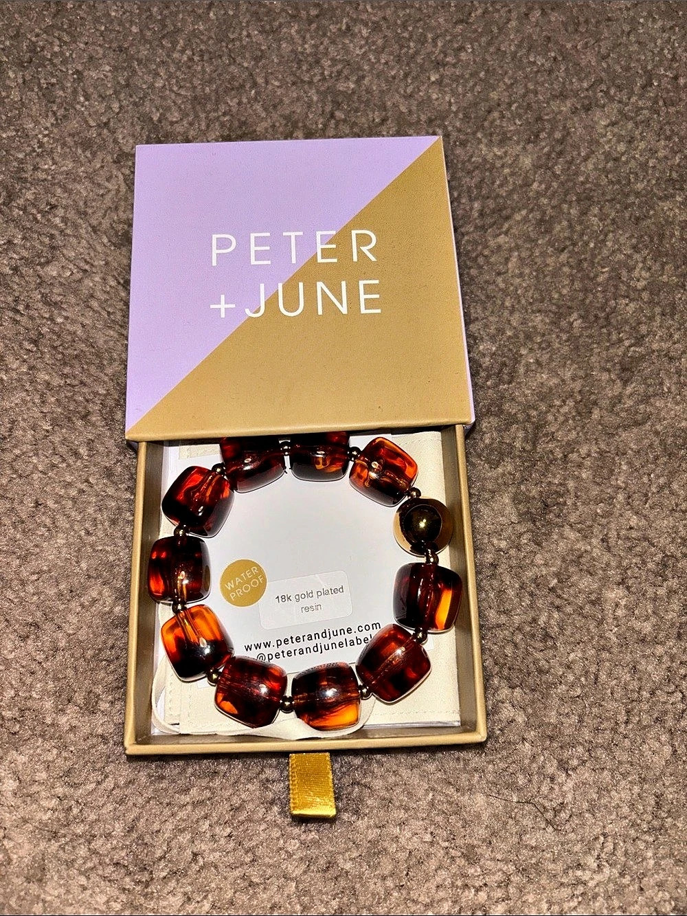 Peter + June Resin Beaded Bracelet NWT in Brown